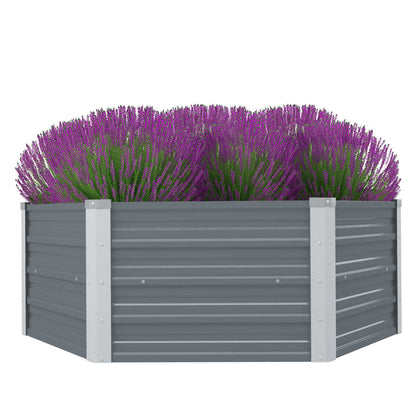 Plantenbak Verhoogd 129X129X46 Cm Gegalvaniseerd Staal Grijs