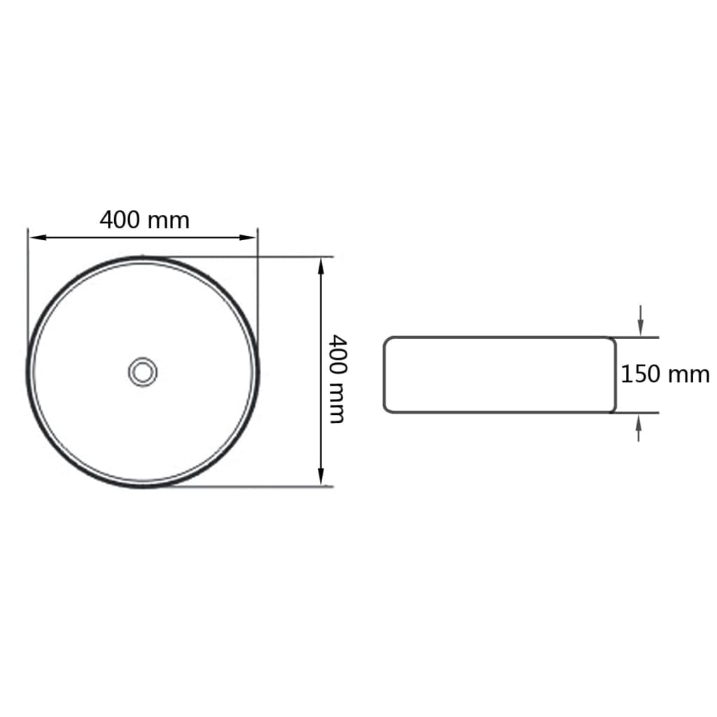 Wastafel Rond Wit 40X15 Cm Keramiek