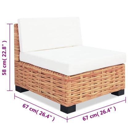 Loungeset Natuurlijk Rattan 18-Delig hoek + 2x midden + 2x voetensteun + 2x Tafel