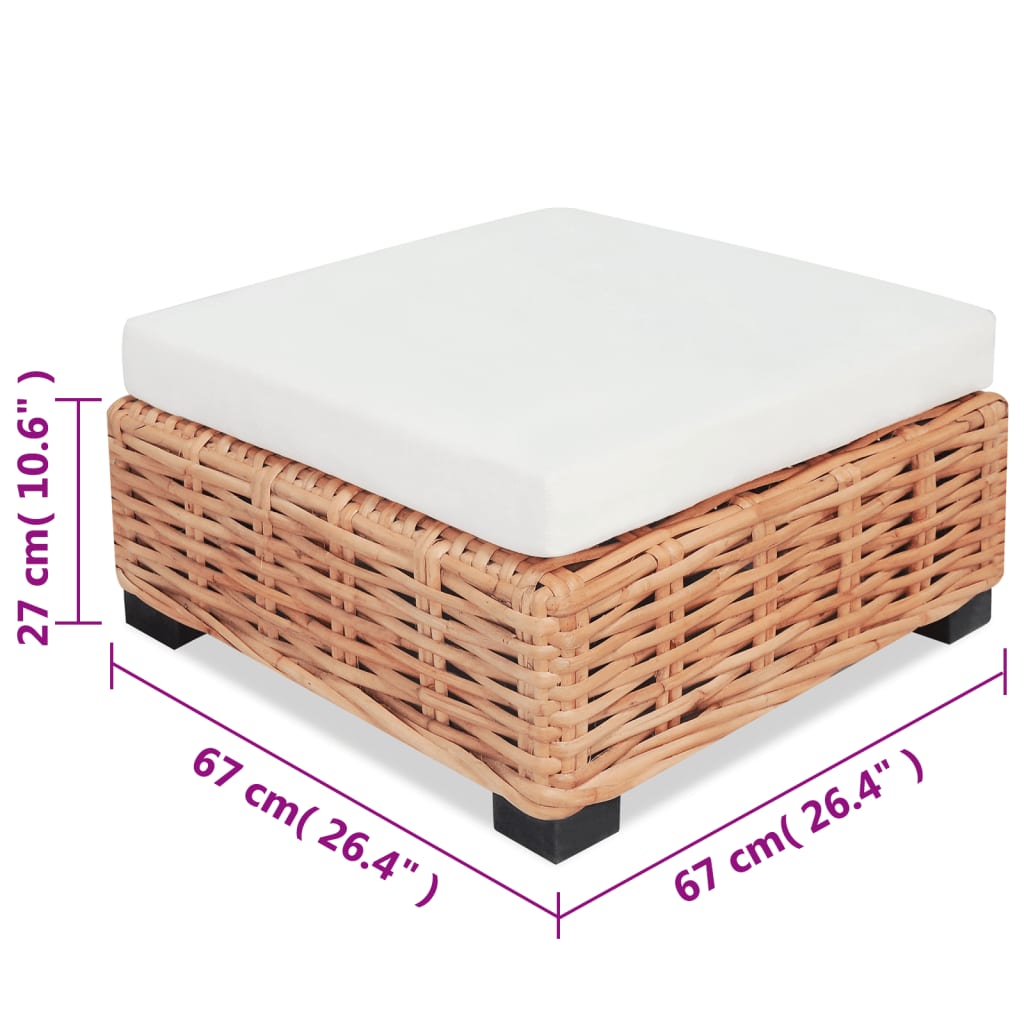 Loungeset Natuurlijk Rattan 18-Delig hoek + 2x midden + 2x voetensteun + 2x Tafel