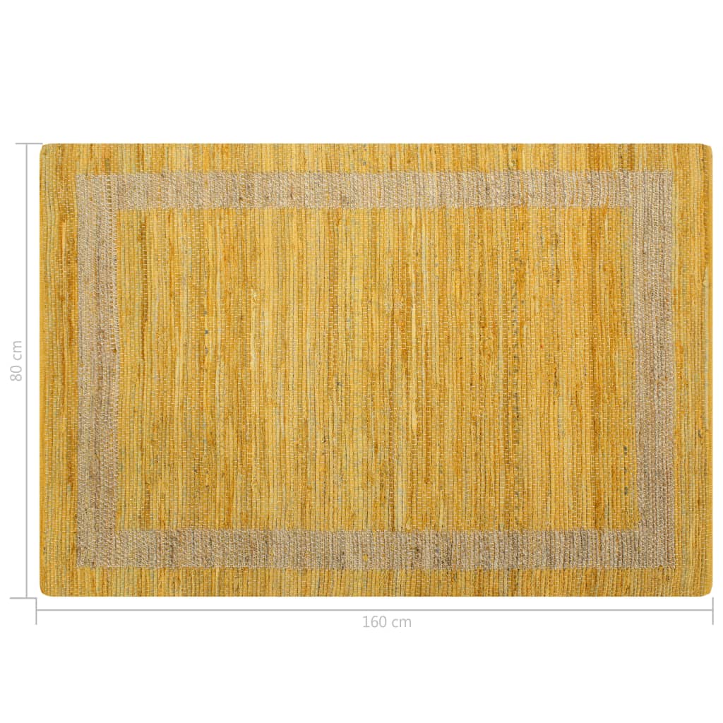 Vloerkleed Handgemaakt Jute 120 x 180 cm Geel