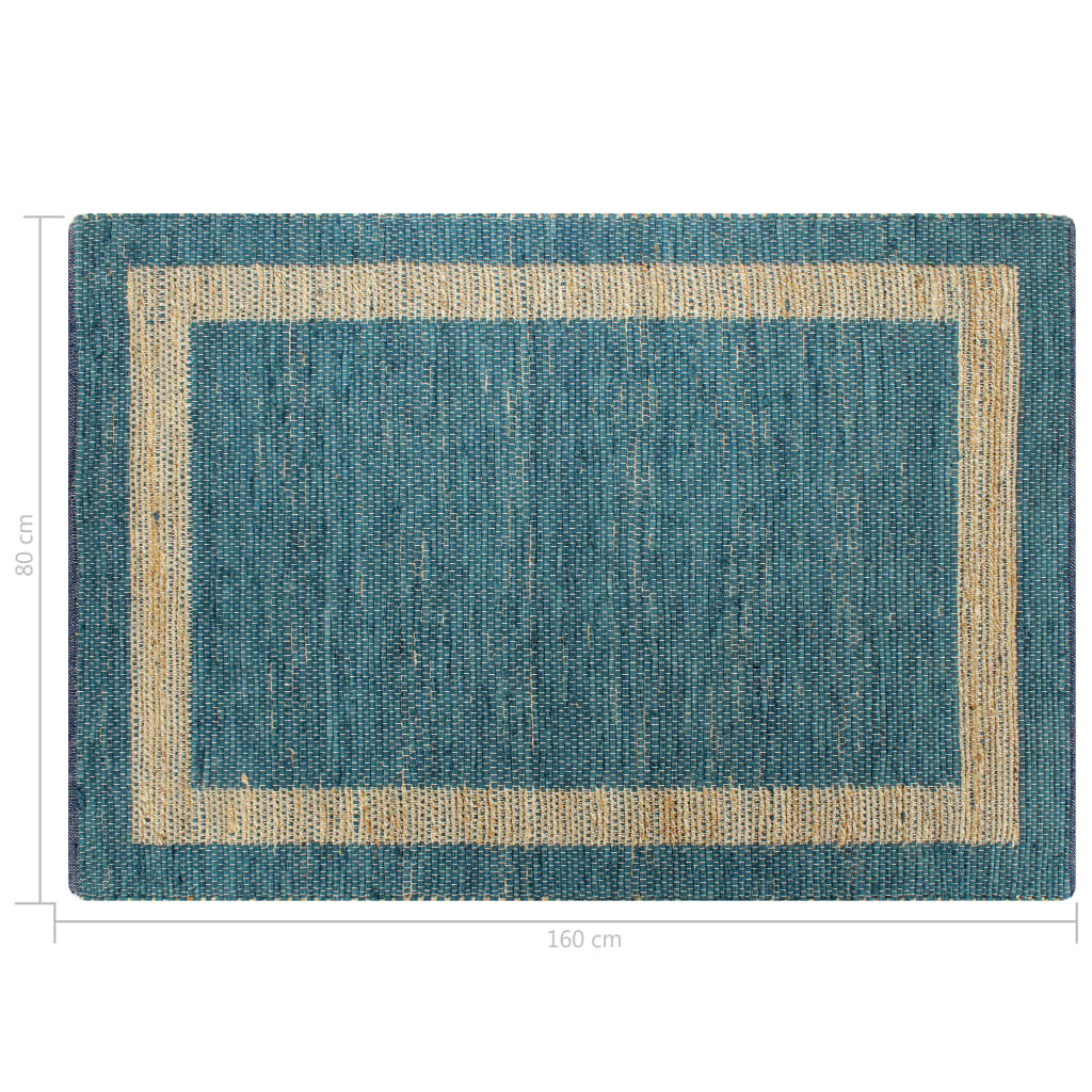 Vloerkleed Handgemaakt Jute 80 x 160 cm Blauw