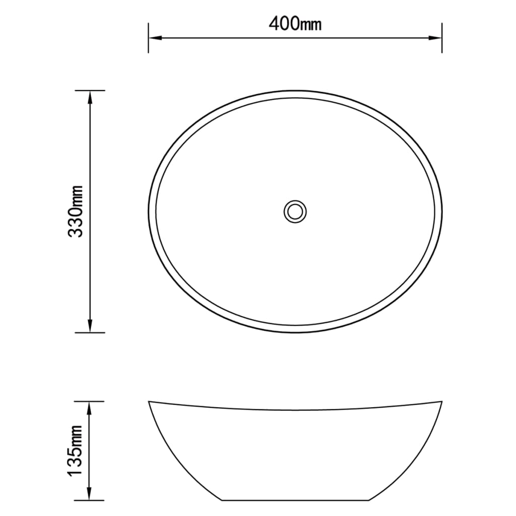 Wastafel Ovaal 40X33 Cm Keramiek Wit