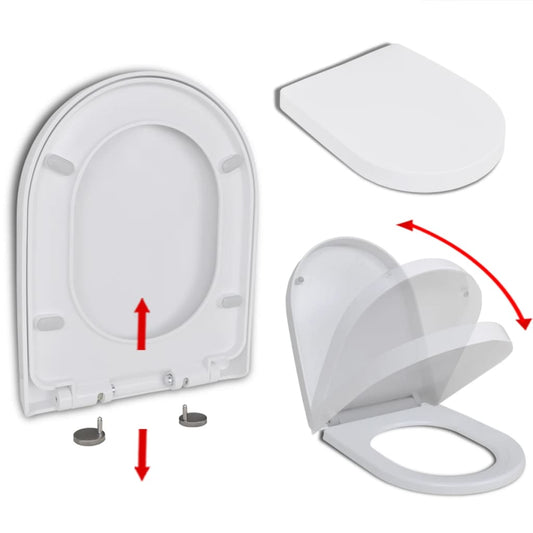 Toiletbril Soft-Close Met Quick-Release Ontwerp Vierkant Wit 1 46 x 36 cm(60 - 200 mm)
