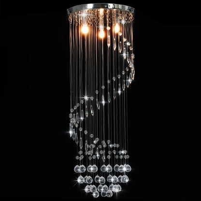 Plafondlamp Met Kristallen Kralen Spiraal G9 Zilverkleurig