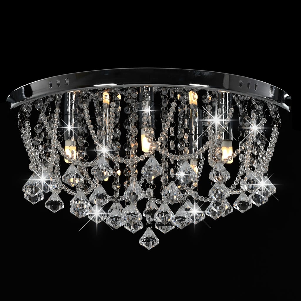 Plafondlamp Met Kristallen Kralen Rond 4Xg9 Zilverkleurig 1 45 x 22 cm