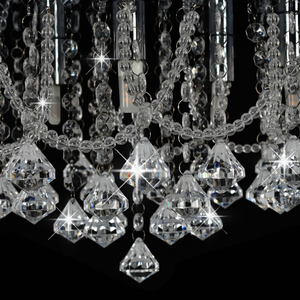 Plafondlamp Met Kristallen Kralen Rond 4Xg9 Zilverkleurig 1 45 x 22 cm