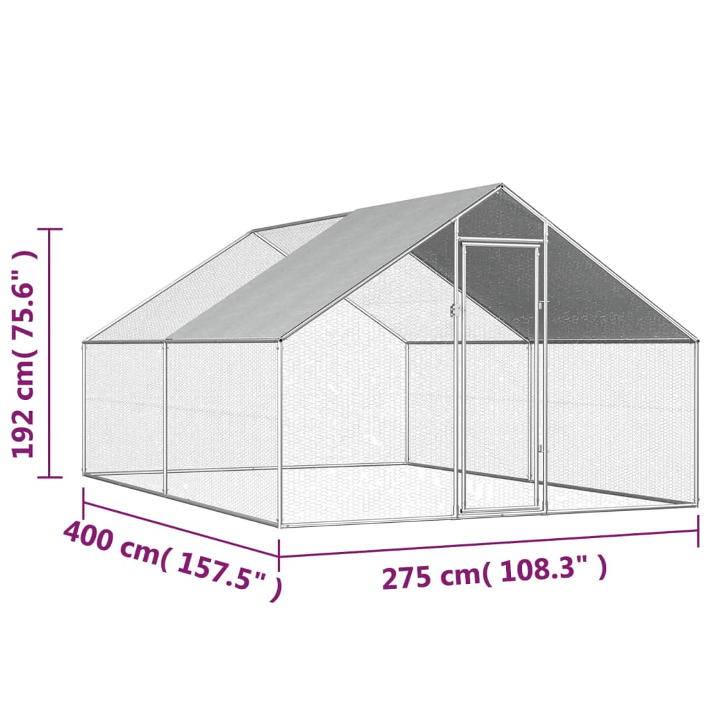 Kippenhok 2,75X4X1,92 M Gegalvaniseerd Staal