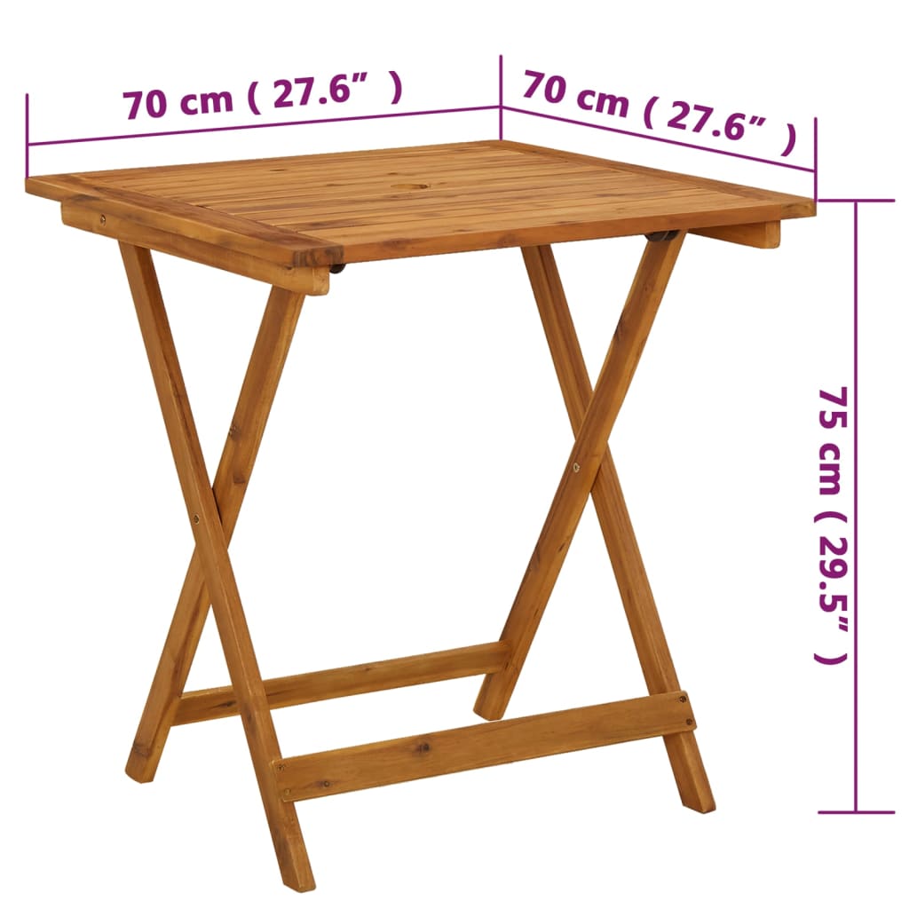 Tuintafel Inklapbaar 70X70X75 Cm Massief Acaciahout