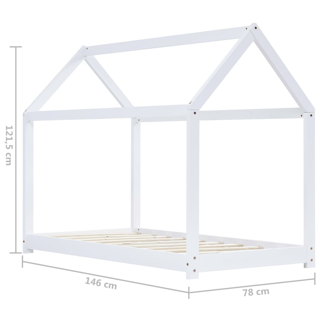 Kinderbedframe Massief Grenenhout Wit 70X140 Cm