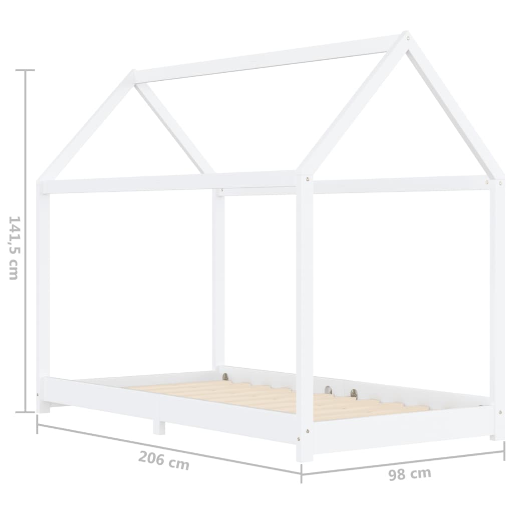 Kinderbedframe Massief Grenenhout Wit 90X200 Cm