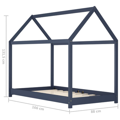 Kinderbedframe Massief Grenenhout Grijs 80X160 Cm