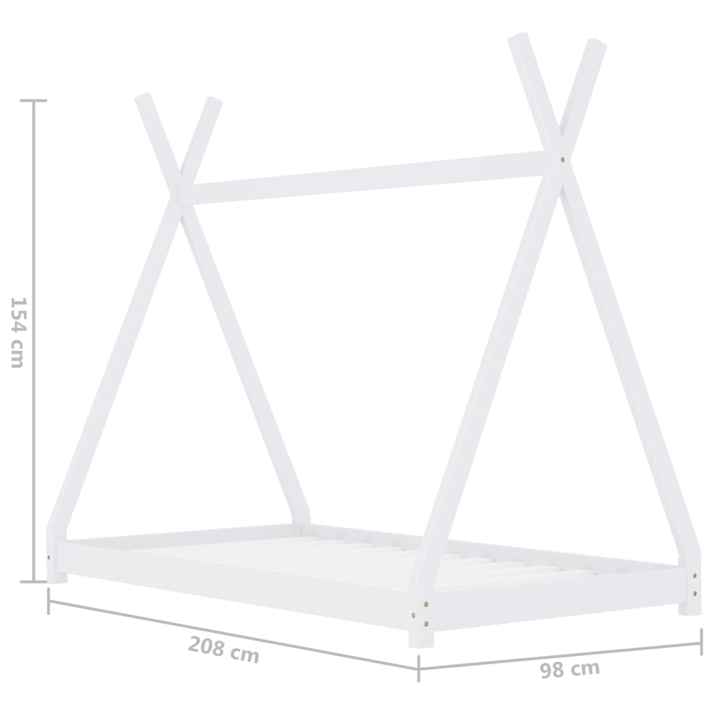 Kinderbedframe Massief Grenenhout Wit 90X200 Cm