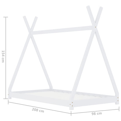 Kinderbedframe Massief Grenenhout Wit 90X200 Cm