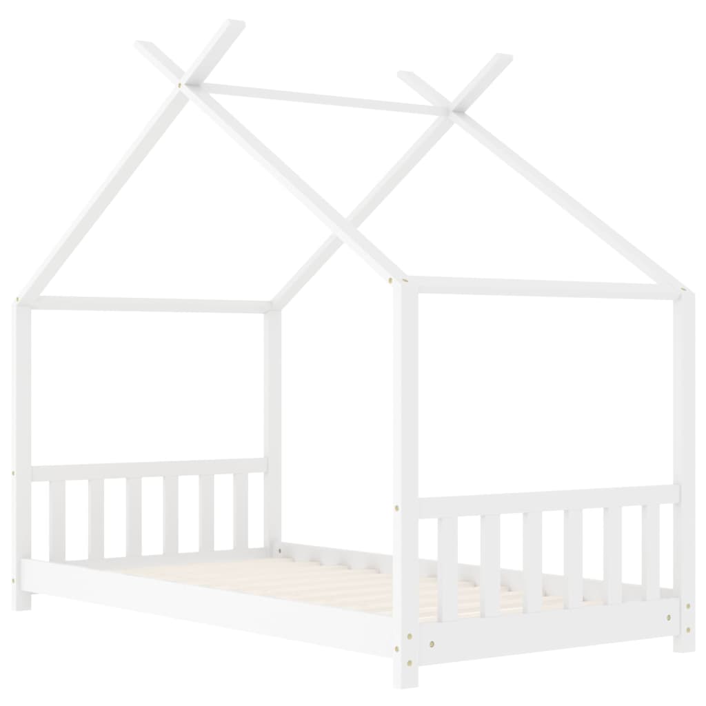 Kinderbedframe Massief Grenenhout Wit 70X140 Cm