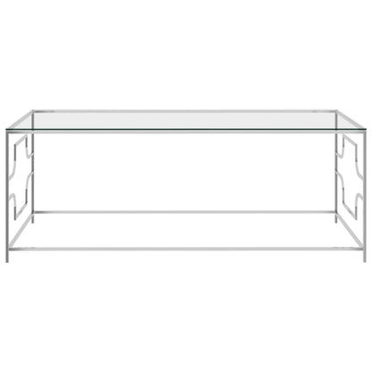 Salontafel 120X60X45 Cm Roestvrij Staal En Glas Zilverkleurig 120 x 60 x 45 cm