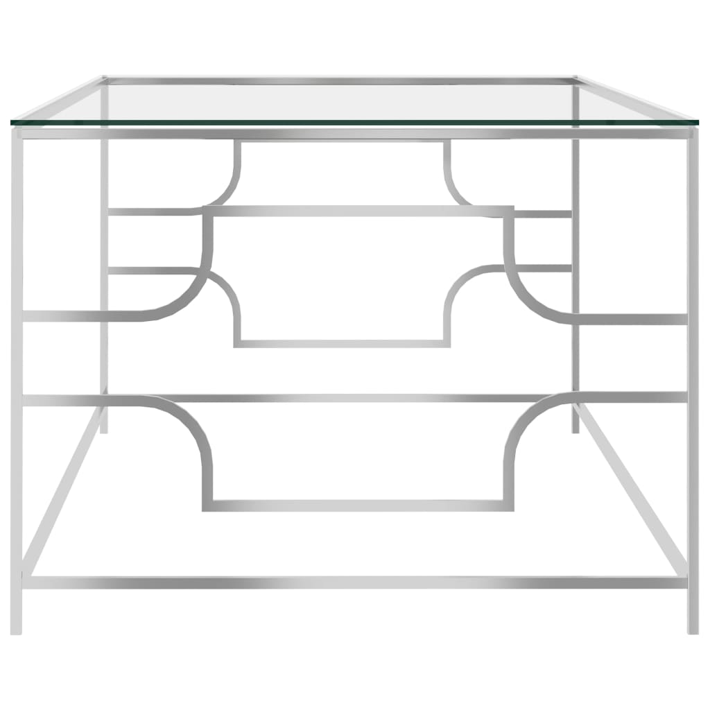 Salontafel 120X60X45 Cm Roestvrij Staal En Glas Zilverkleurig 120 x 60 x 45 cm