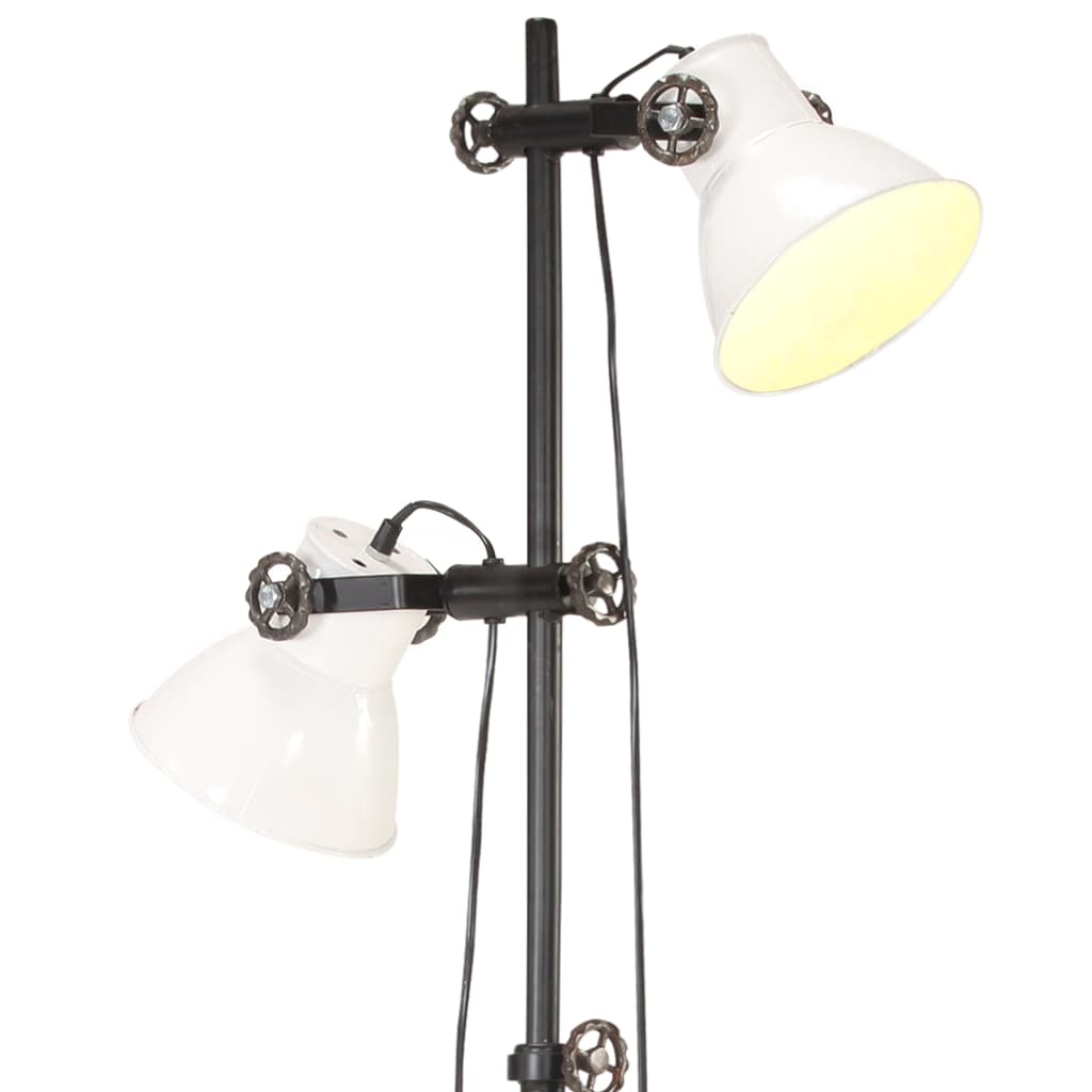 Vloerlamp Met 2 Lampenkappen E27 Gietijzer Wit 1