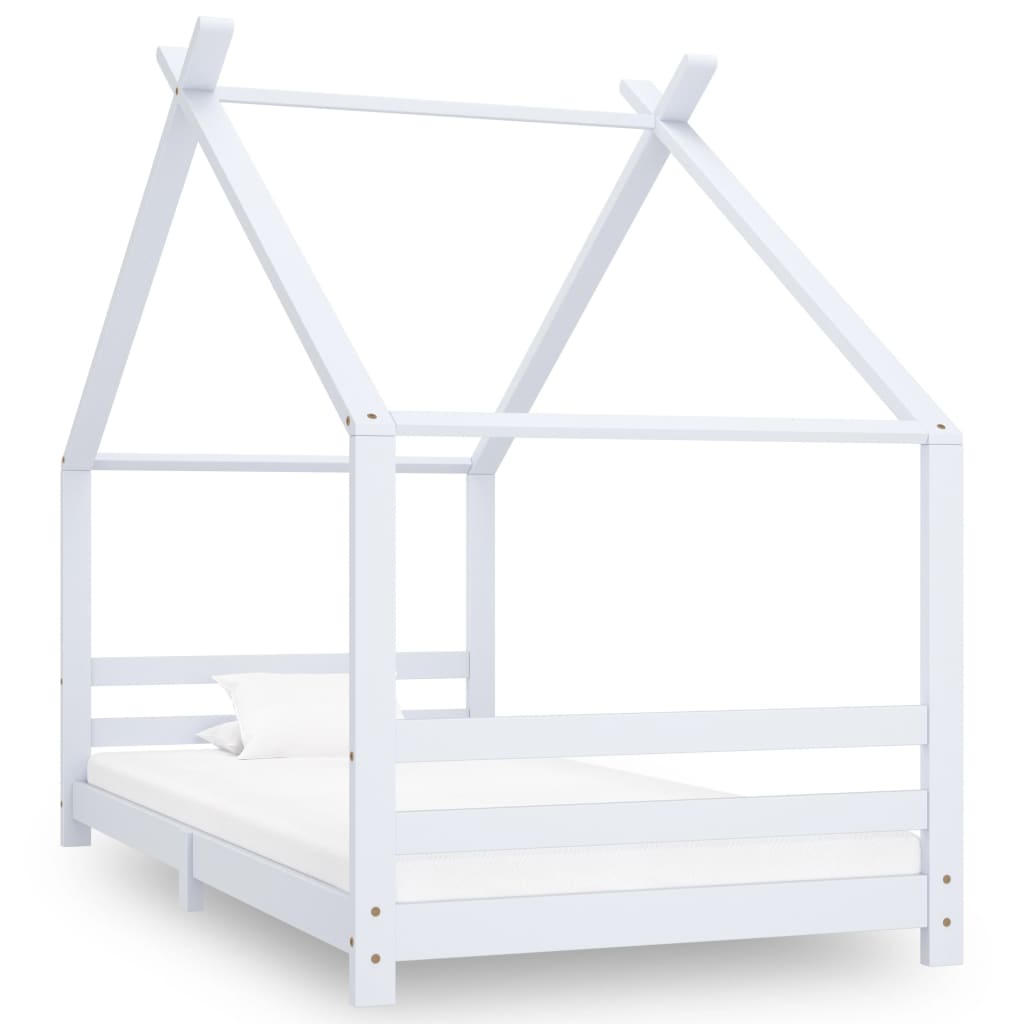 Kinderbedframe Massief Grenenhout Wit 90X200 Cm