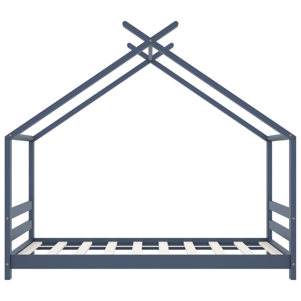 Kinderbedframe Massief Grenenhout Grijs 80X160 Cm