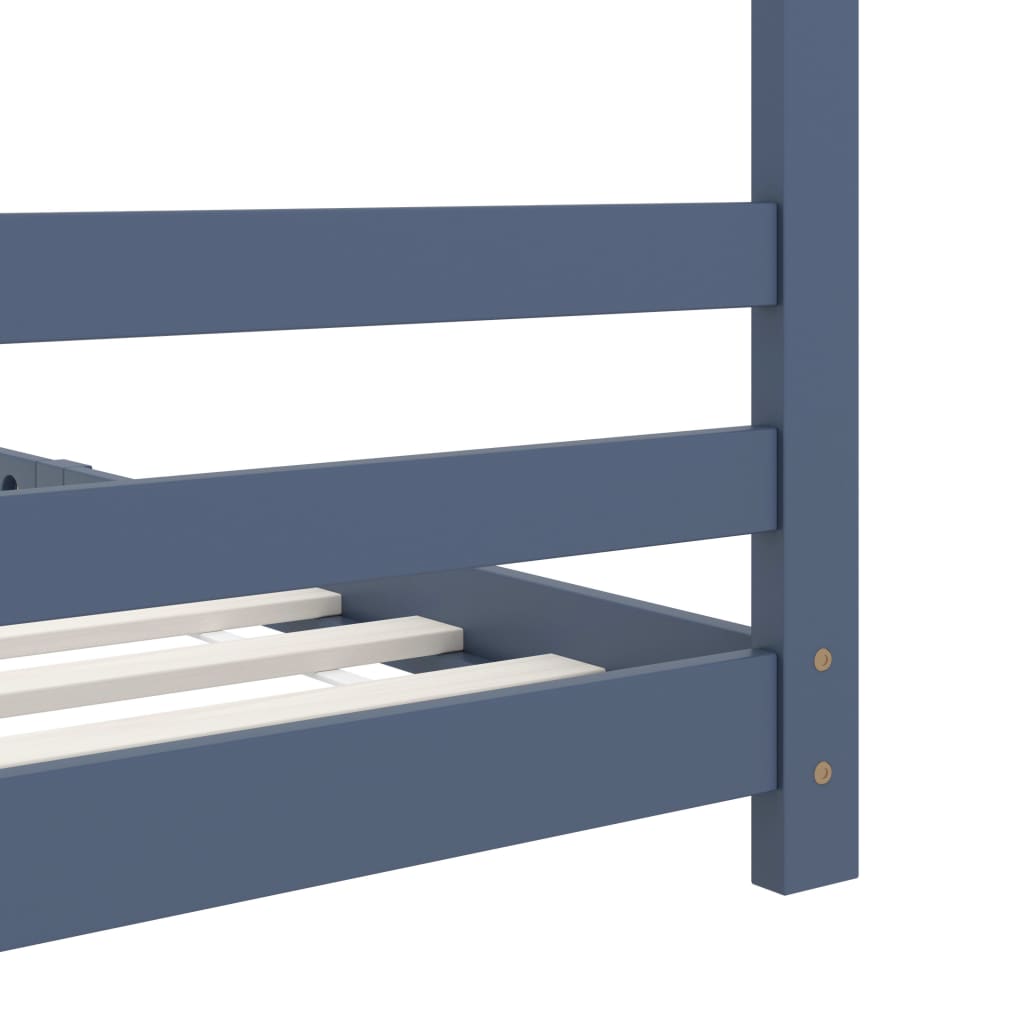 Kinderbedframe Massief Grenenhout Grijs 90X200 Cm