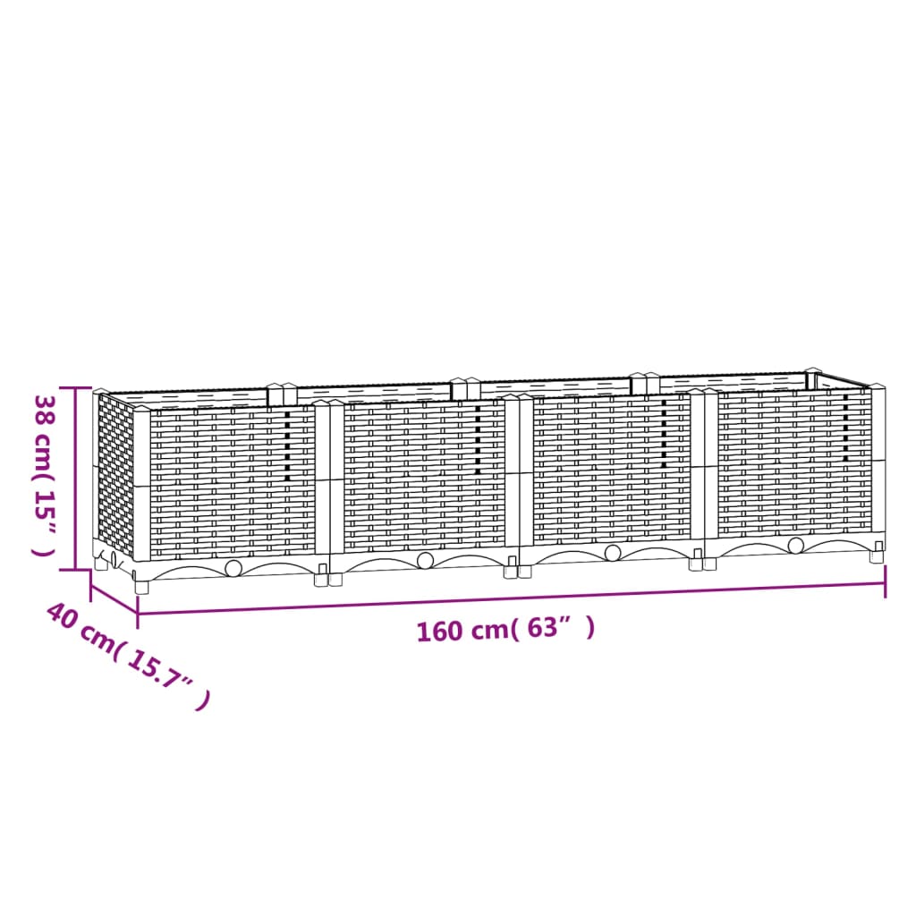 Plantenbak Verhoogd 160X40X38 Cm Polypropyleen