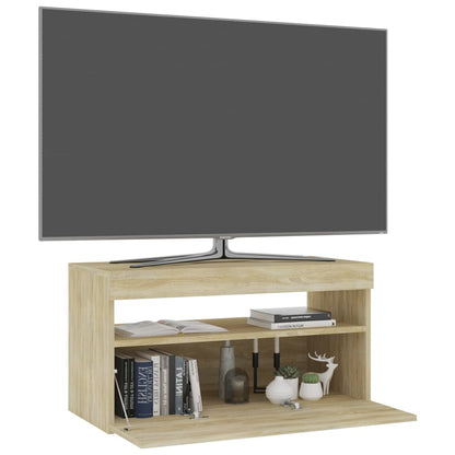 Tv-Meubel Met Led-Verlichting 75X35X40 Cm Sonoma Eikenkleurig 1 75 x 35 x 40 cm
