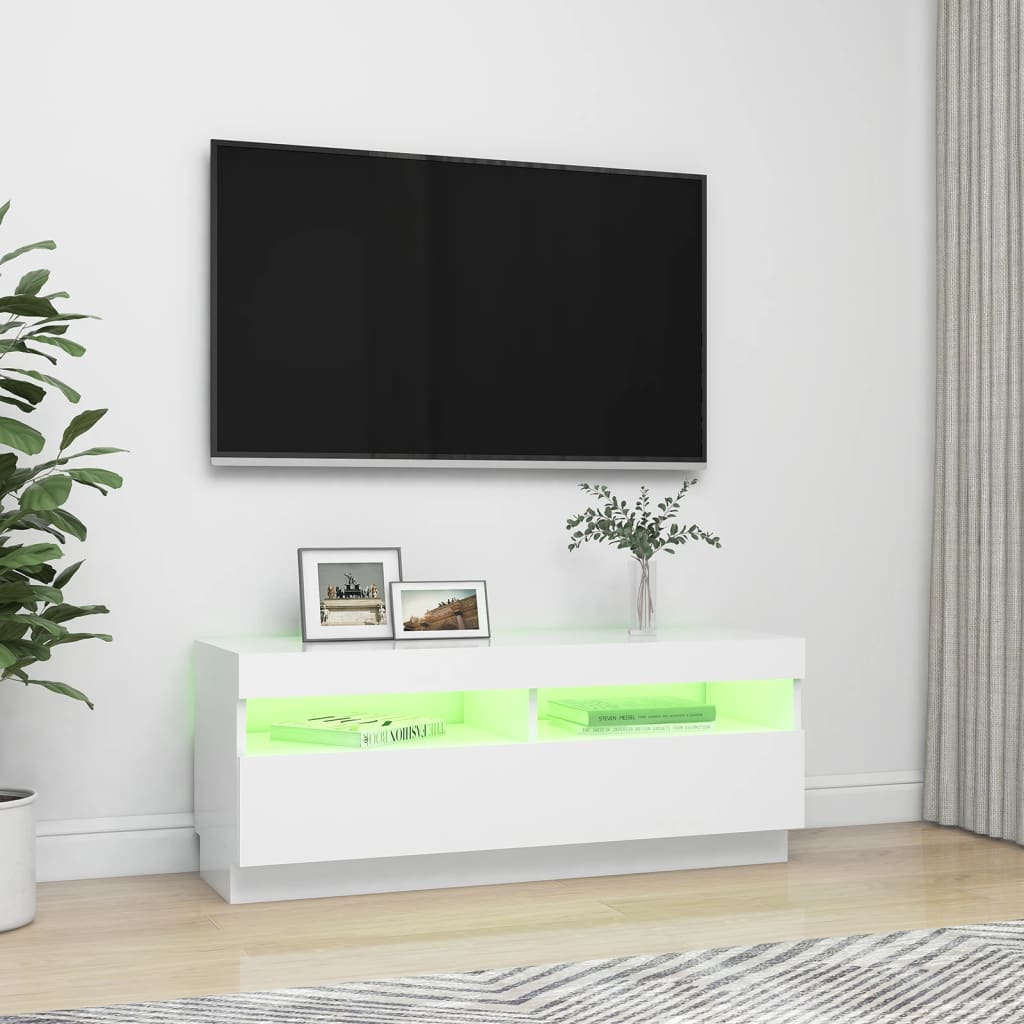 Tv-Meubel Met Led-Verlichting 100X35X40 Cm Wit 100 x 35 x 40 cm