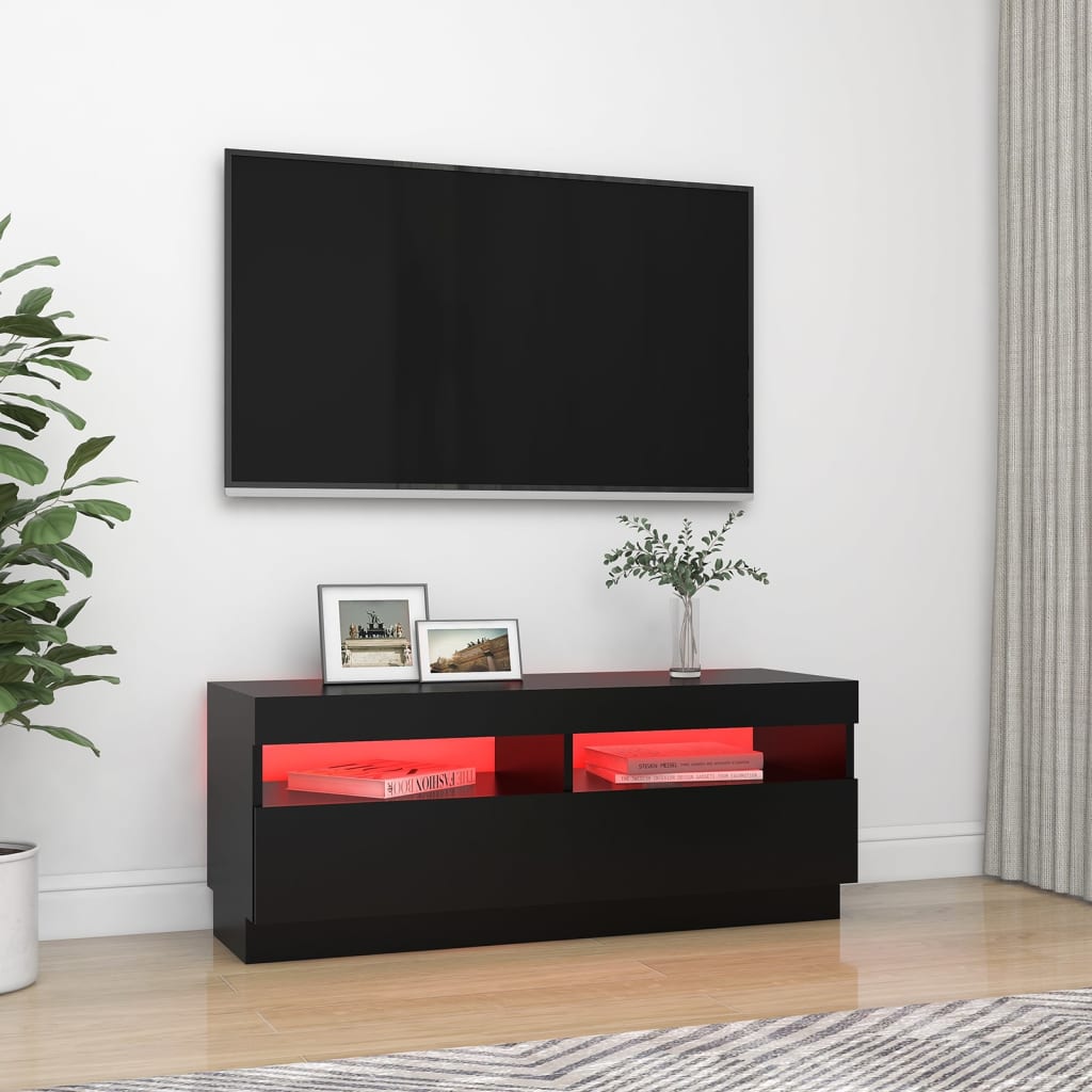 Tv-Meubel Met Led-Verlichting 100X35X40 Cm Zwart 100 x 35 x 40 cm