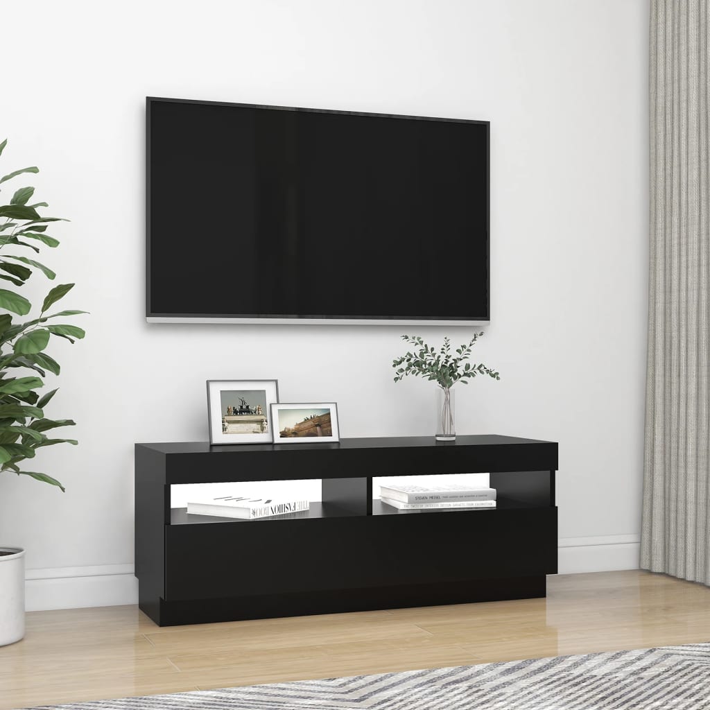 Tv-Meubel Met Led-Verlichting 100X35X40 Cm Zwart 100 x 35 x 40 cm