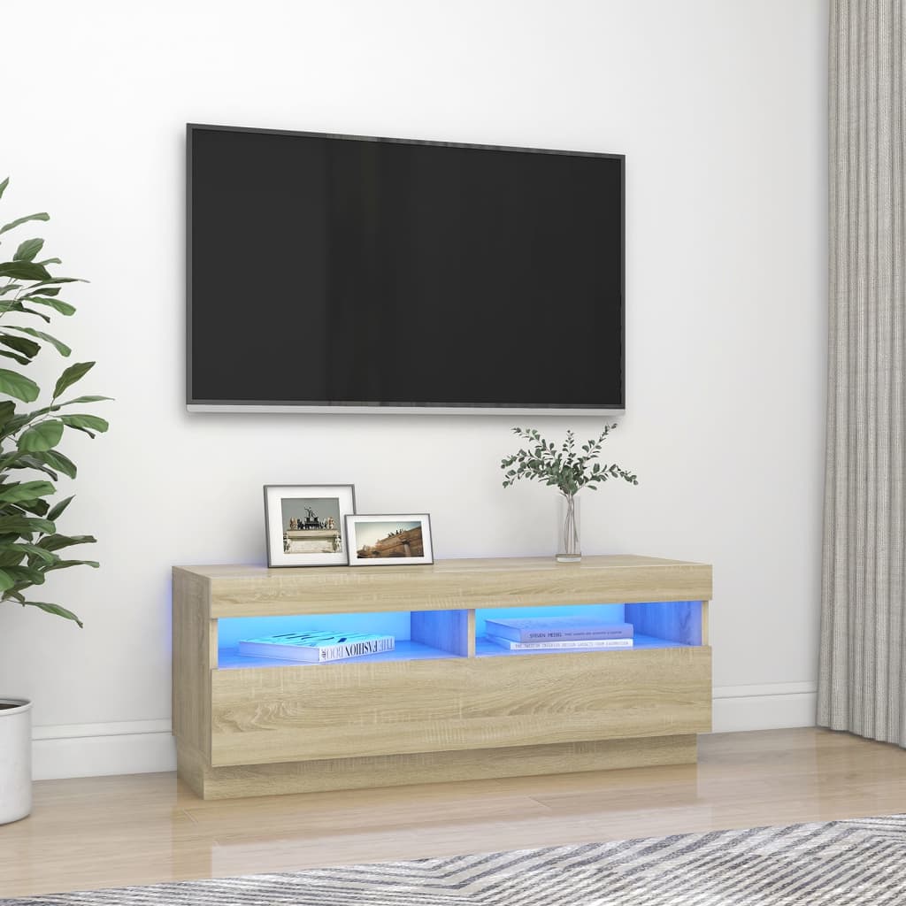 Tv-Meubel Met Led-Verlichting 100X35X40 Cm Sonoma Eikenkleurig 100 x 35 x 40 cm