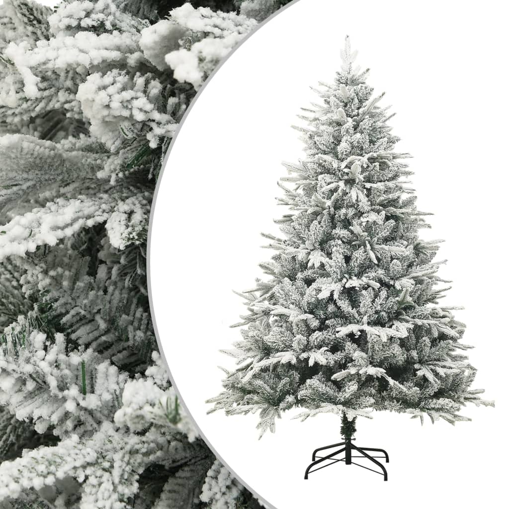 Kunstkerstboom met sneeuwvlokken 180 cm PVC en PE groen