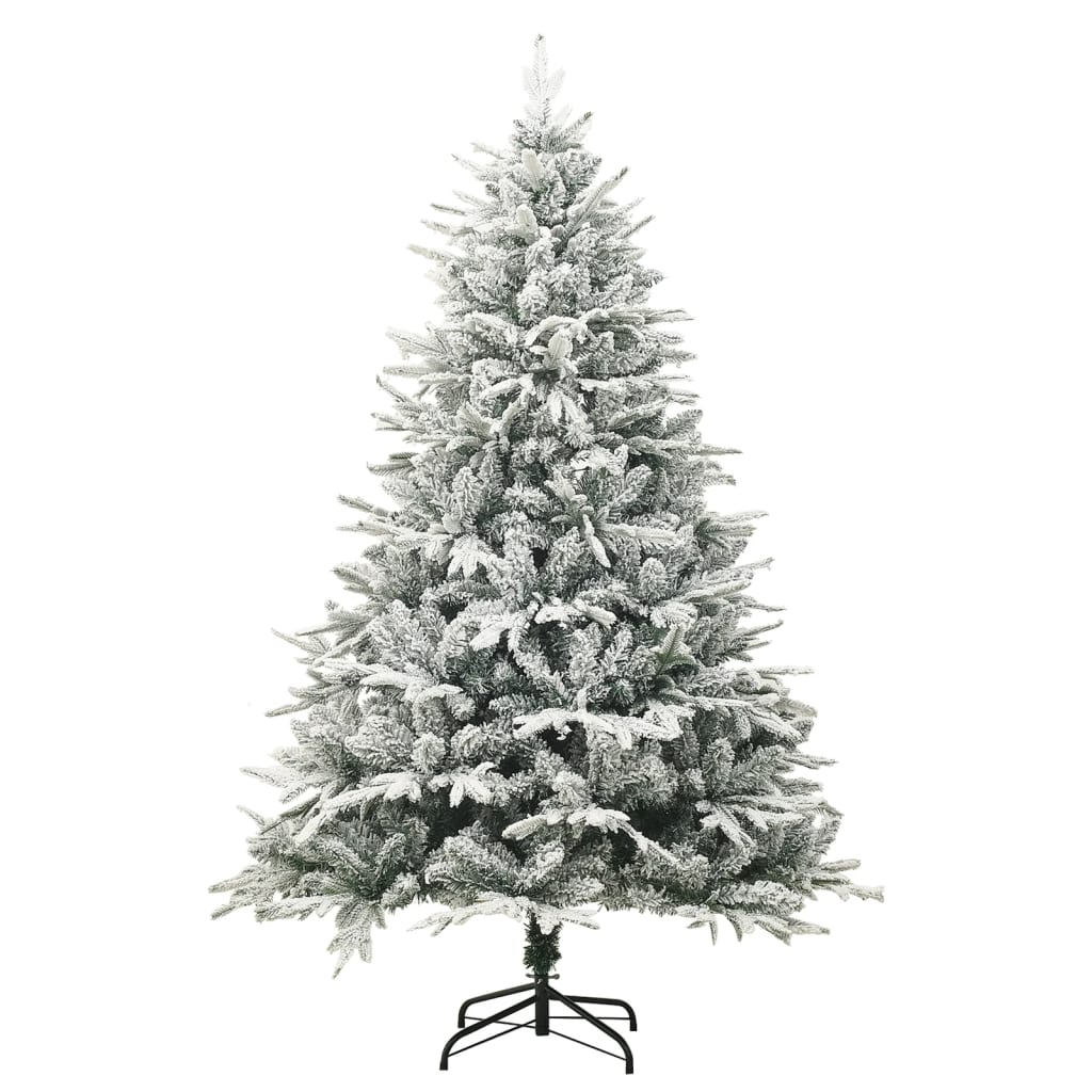 Kunstkerstboom met sneeuwvlokken 180 cm PVC en PE groen