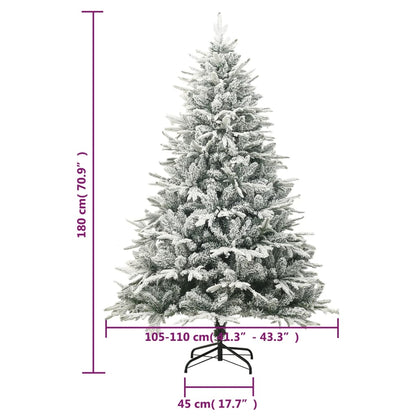 Kunstkerstboom met sneeuwvlokken 180 cm PVC en PE groen