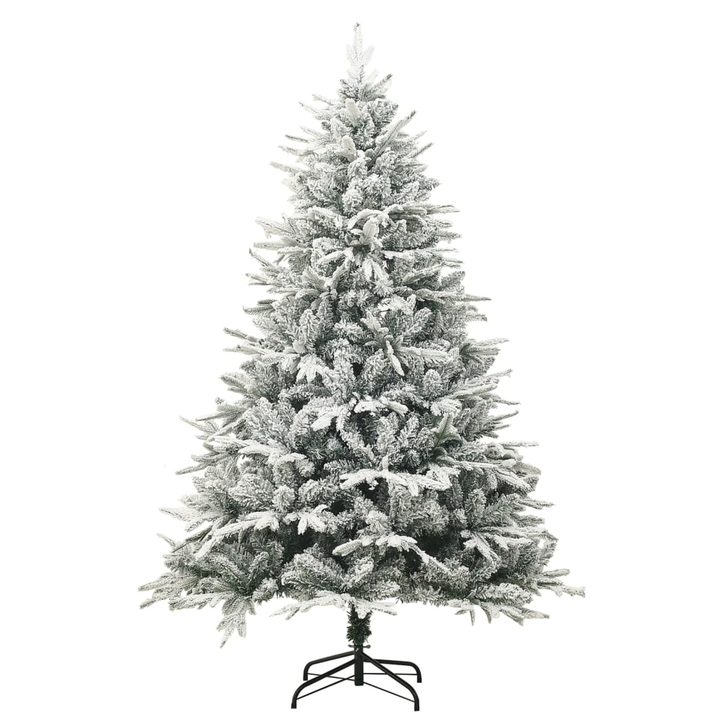 Kunstkerstboom met sneeuwvlokken 210 cm PVC en PE groen