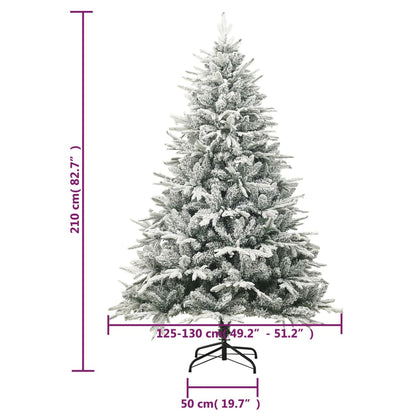 Kunstkerstboom met sneeuwvlokken 210 cm PVC en PE groen