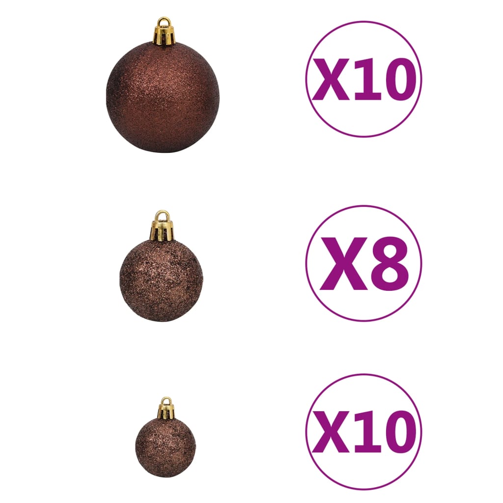 Kunstkerstboom met verlichting en kerstballen 910 takken 210 cm