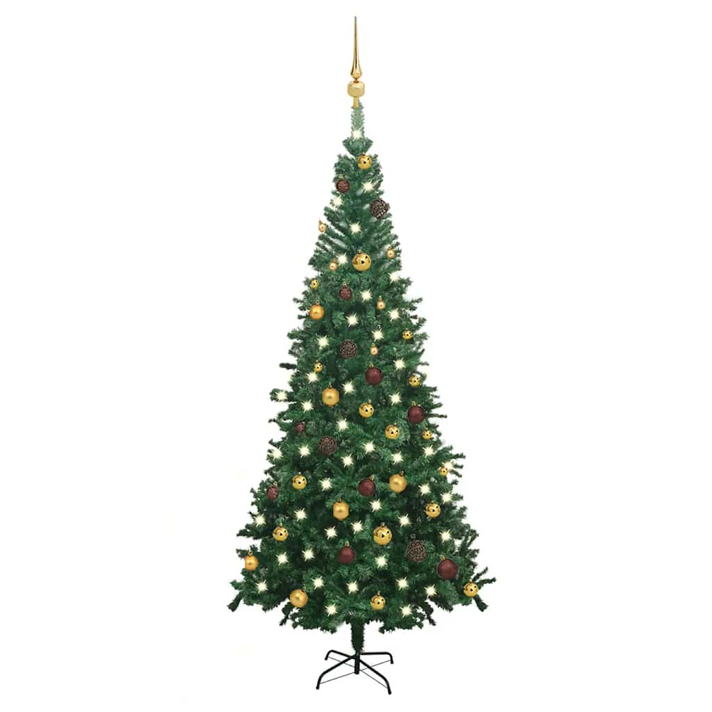 Kunstkerstboom met verlichting en kerstballen L 240 cm groen