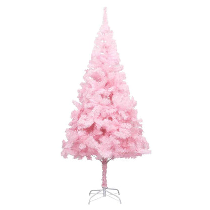 Kunstkerstboom met verlichting en kerstballen 210 cm PVC roze