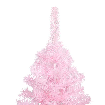 Kunstkerstboom met verlichting en kerstballen 210 cm PVC roze