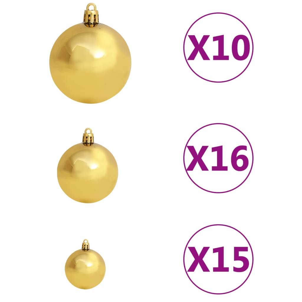 Kunstkerstboom met verlichting en kerstballen 240 cm PVC zwart