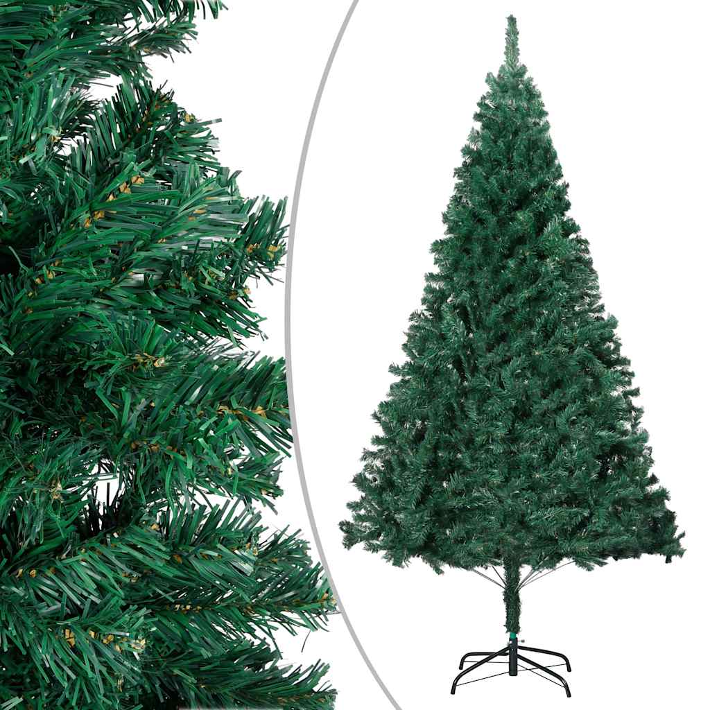 Kunstkerstboom met verlichting en kerstballen 210 cm PVC groen