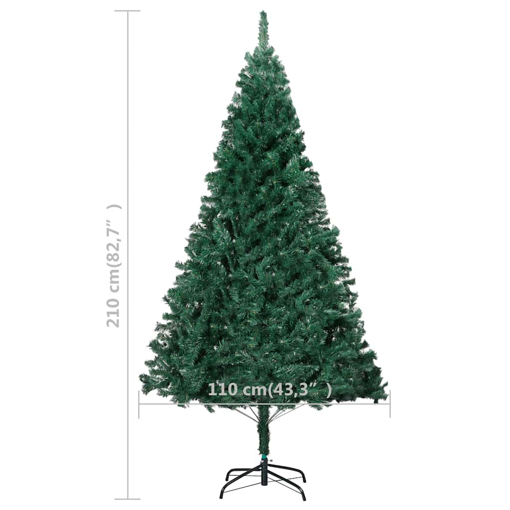 Kunstkerstboom met verlichting en kerstballen 210 cm PVC groen