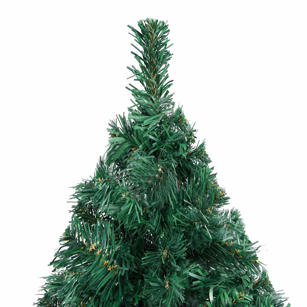 Kunstkerstboom met verlichting en kerstballen 210 cm PVC groen