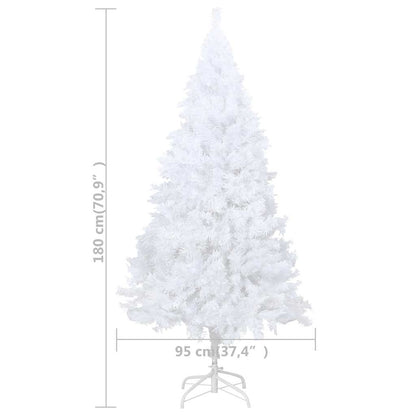 Kunstkerstboom met verlichting en kerstballen 180 cm PVC wit