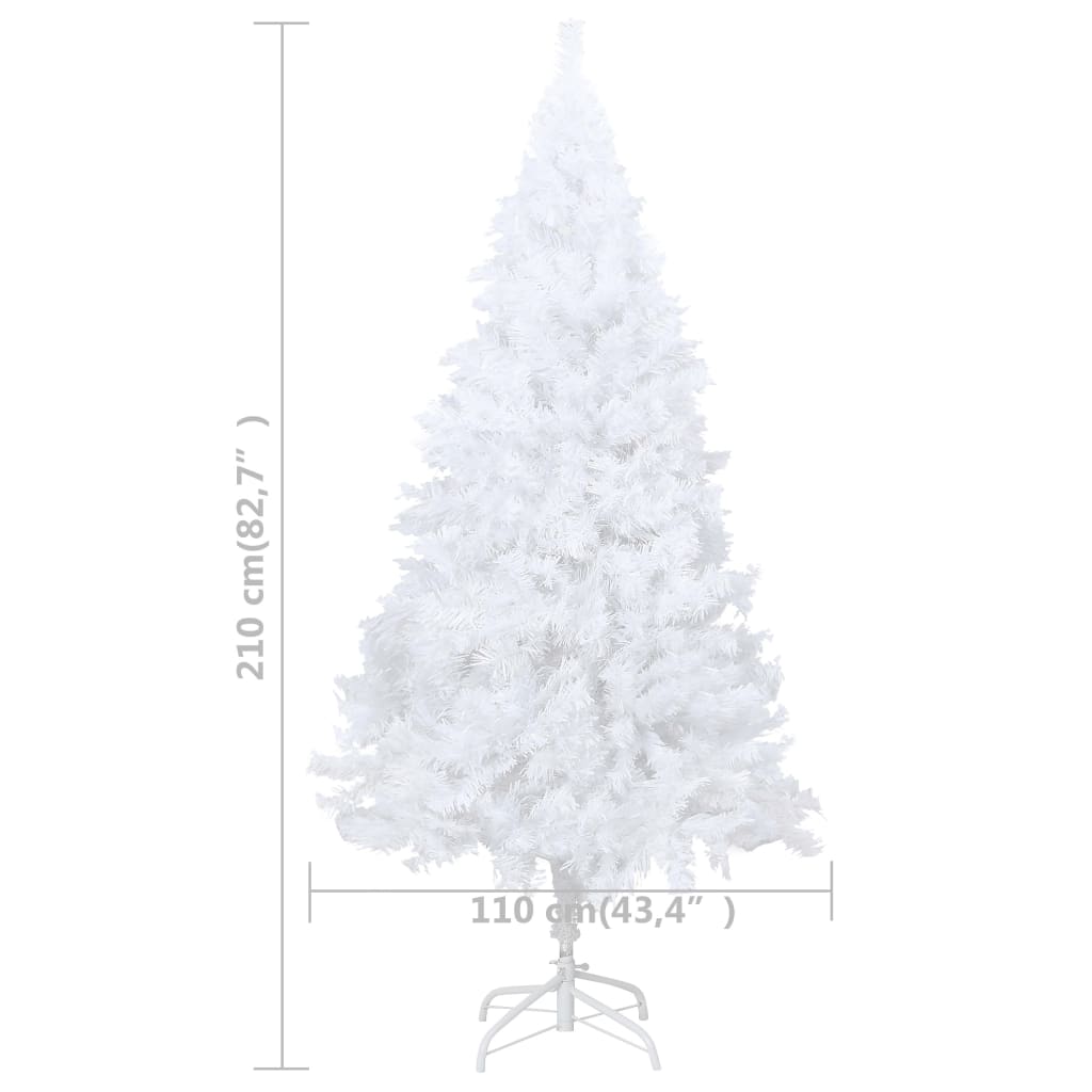 Kunstkerstboom met verlichting en kerstballen 210 cm PVC wit