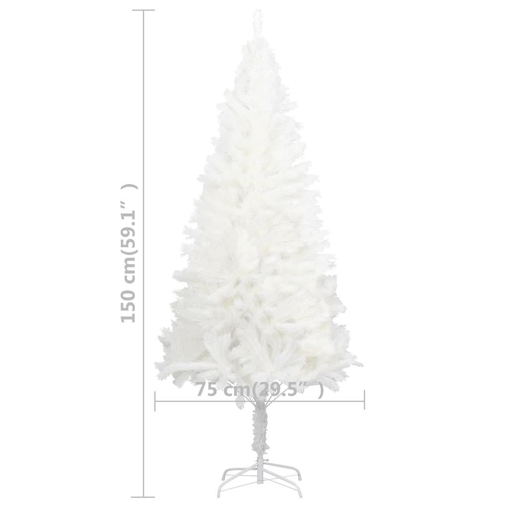 Kunstkerstboom met verlichting en kerstballen 150 cm PVC wit