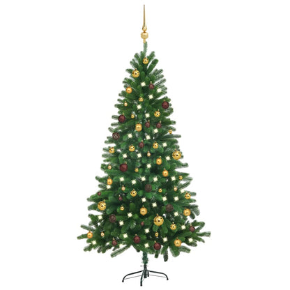 Kunstkerstboom met verlichting en kerstballen 180 cm groen