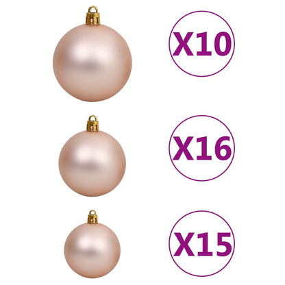 Kunstkerstboom met verlichting en kerstballen 910 takken 210 cm