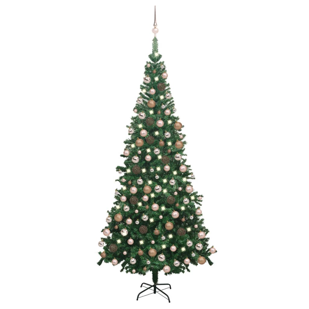 Kunstkerstboom met verlichting en kerstballen L 240 cm groen